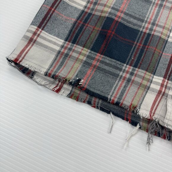 Patagonia Mens L Organic Cotton Plaid Flannel Shirt Cut Off Frayed Hem - Picture 7 of 11